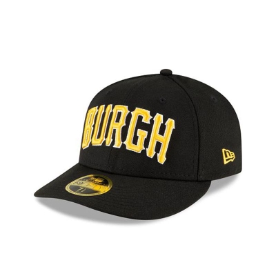 Black Pittsburgh Pirates Hat - New Era MLB Ligature Low Profile 59FIFTY Fitted Caps USA9682145